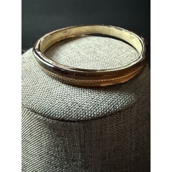 Vintage Accessories - Vintage Lucite Acrylic Bracelet Brown Mod Stackable MCM Retro Minimalist Career